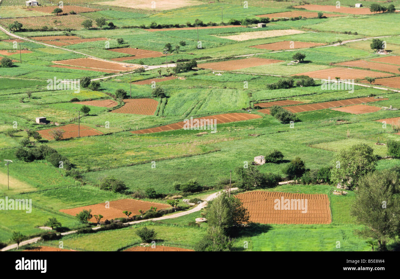 agrarian fields on the high plateau of Askifou Crete Greece Stock Photo