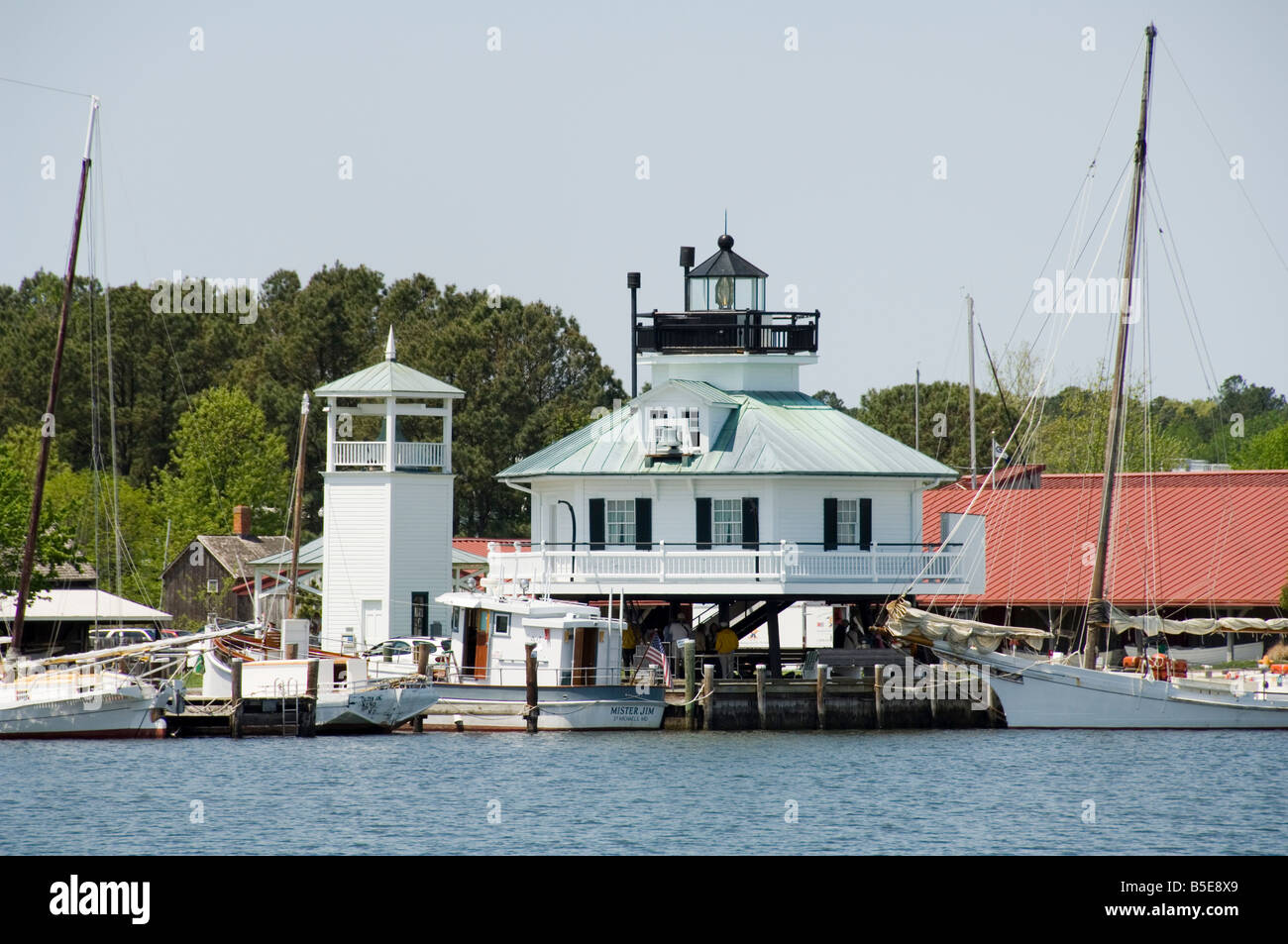 lighthouse rescued and brought to the Chesapeake Bay Maritime Museum, St. Michaels, Miles River, Maryland, USA Stock Photo