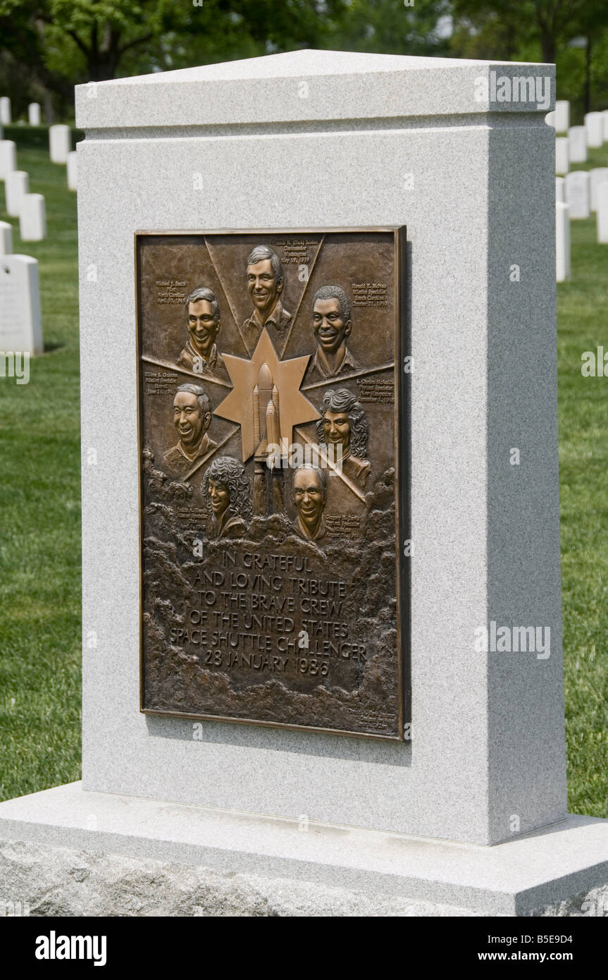 Memorial to the crew of the Space Shuttle Challenger, Arlington National Cemetery, Arlington, Virginia, USA, North America Stock Photo