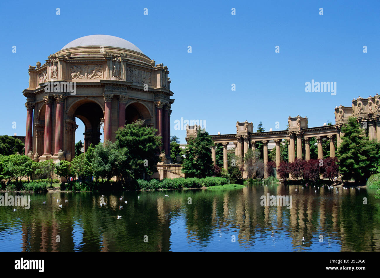 The Palace of Fine Arts built of plaster for the Pan Pacific Exhibition in 1915 and restored in 1958 Marina District San Stock Photo