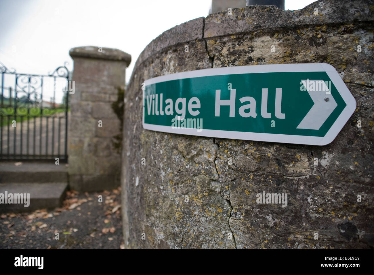 Village hall sign in Batcombe Somerset Stock Photo