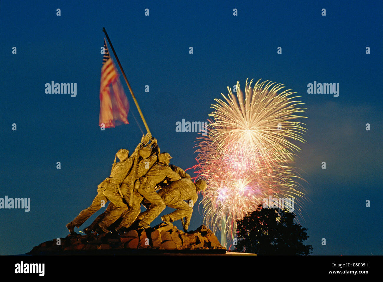 Fireworks over the Iwo Jima Memorial for the 4th of July Independence