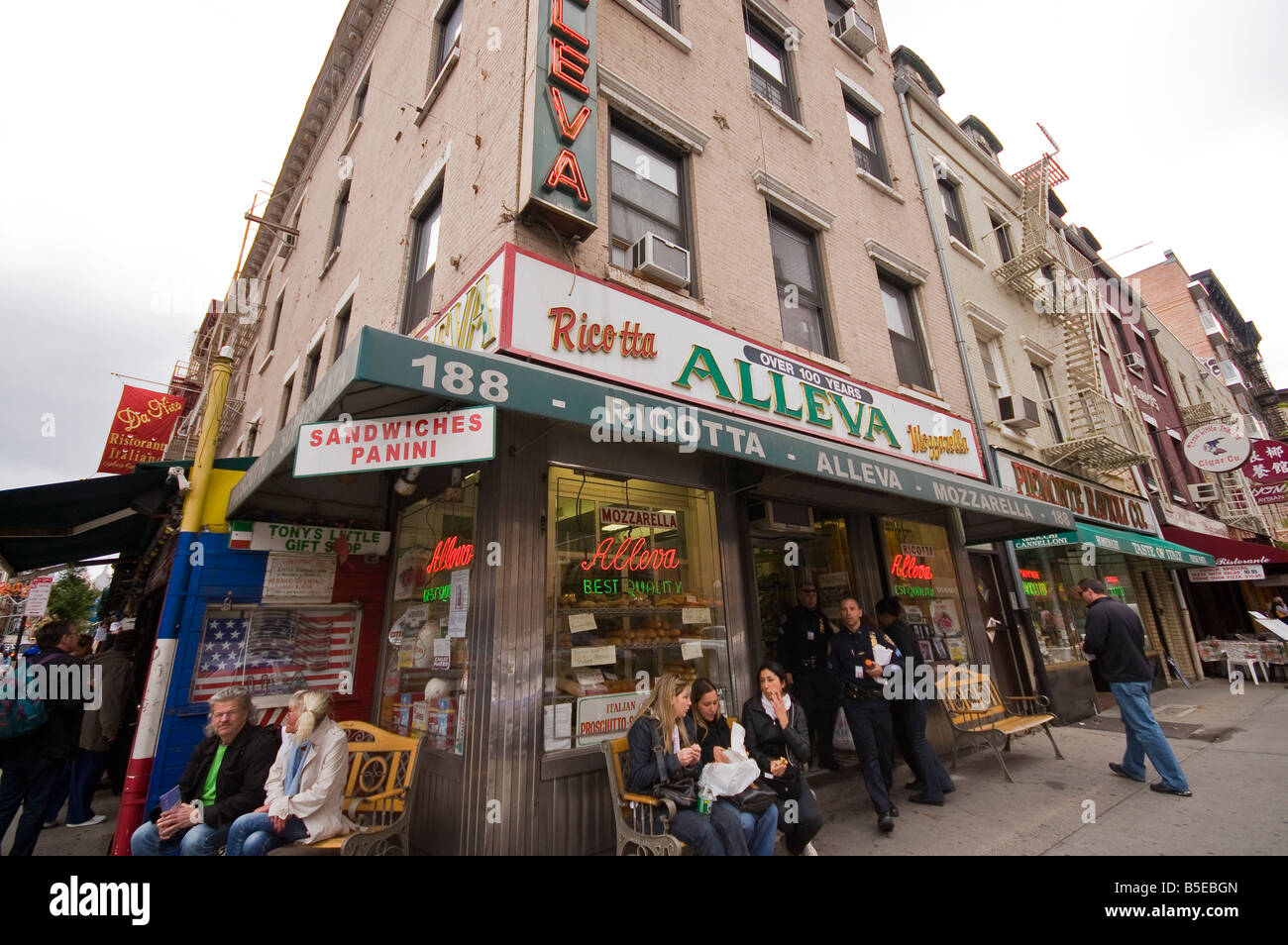 Exterior of Alleva delicatessen Little Italy Lower East Side New York USA Stock Photo