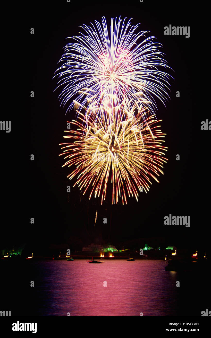 Fourth of July firework display, Portsmouth, Rhode Island, New England