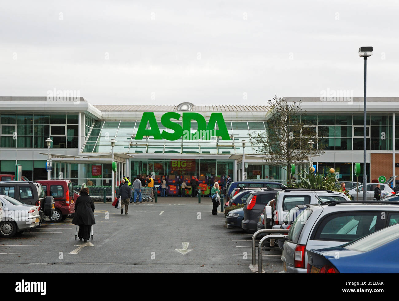 the entrance to asda supermarket at penryn,cornwall,uk Stock Photo