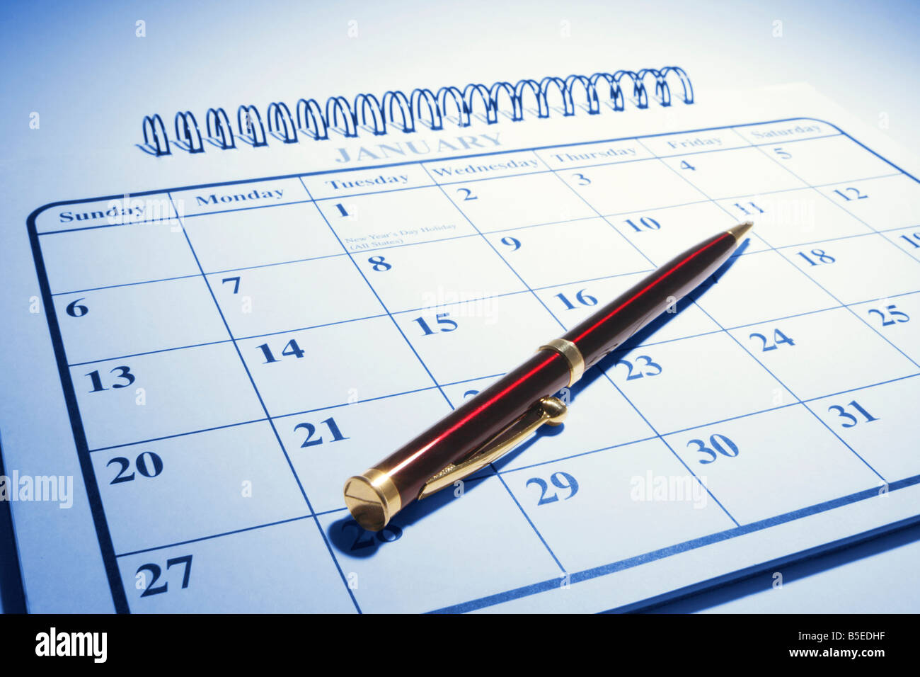 Ballpoint Pen on Calendar Stock Photo