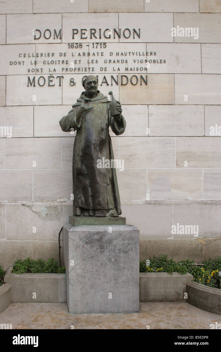 Statue of Monk Dom Perignon, at the Entrance of the Champagne House MoÃ«t &  Chandon in Epernay France Editorial Stock Image - Image of reims, chandon:  161189549
