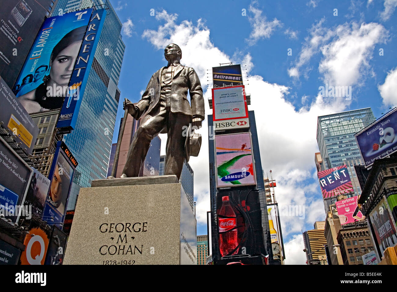 George M. Cohan Statue, Times Square, Midtown Manhattan, New York City, New York, USA, North America Stock Photo