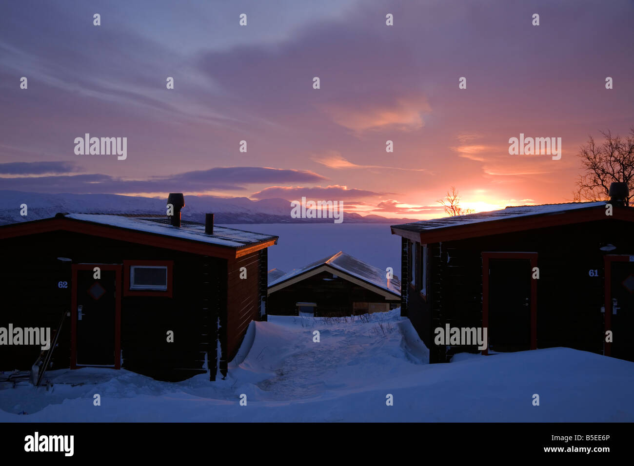 Sunrise At The Bjorkliden Ski Resort Bjorkliden Stock Photos
