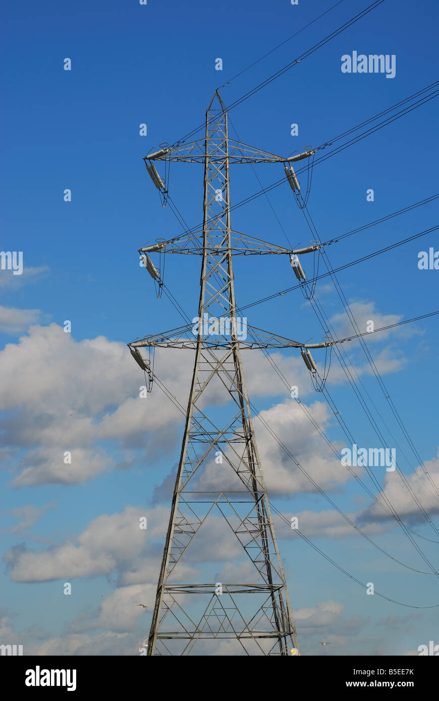 Power lines with blue sky hi-res stock photography and images - Alamy