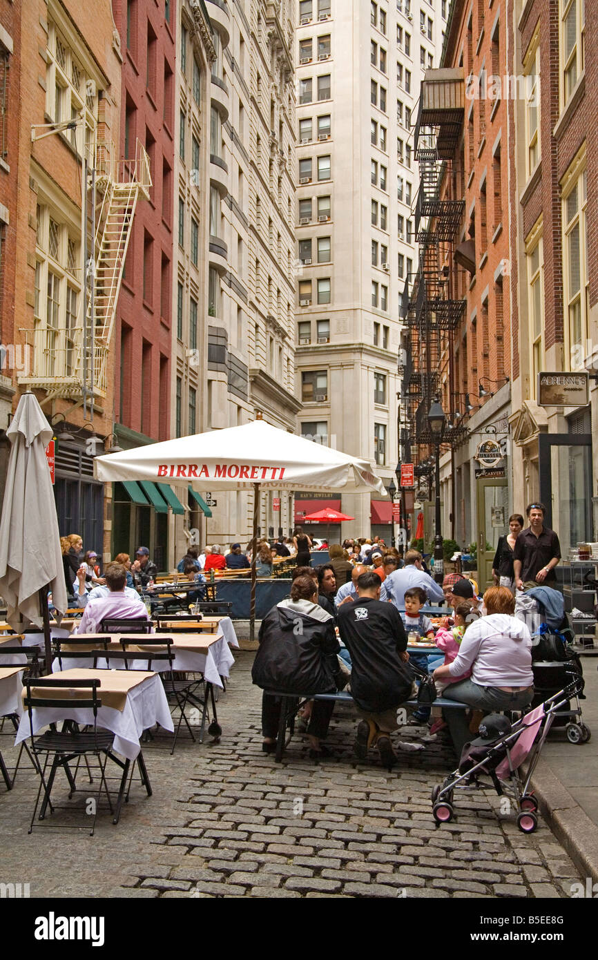 Outdoor dining on Stone Street, Lower Manhattan, New York City, New