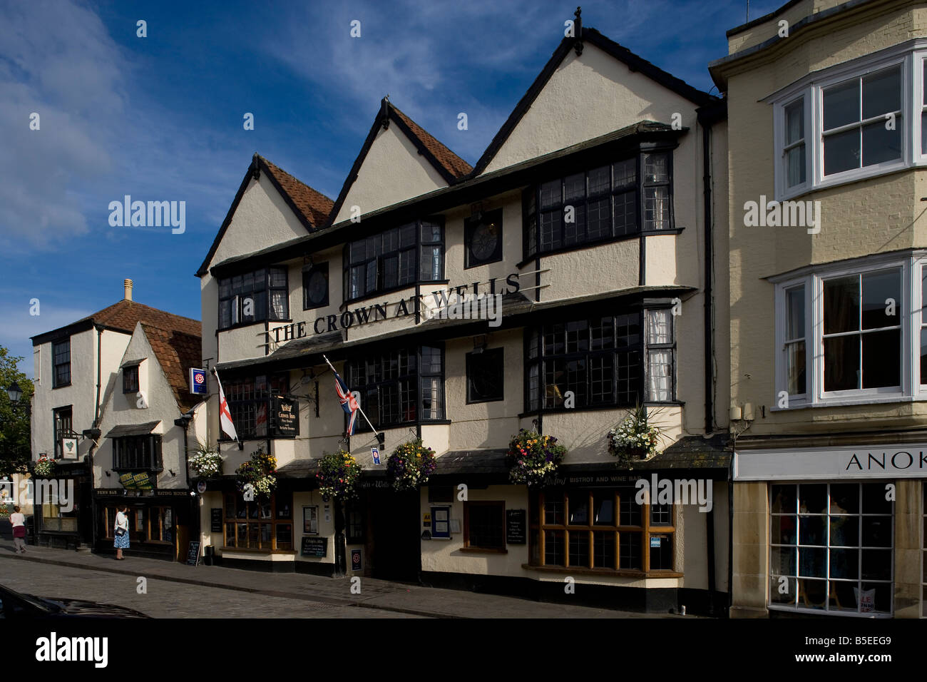 Wells Crown at Wells Hotel town center typical houses Somerset Great Britain United Kingdom