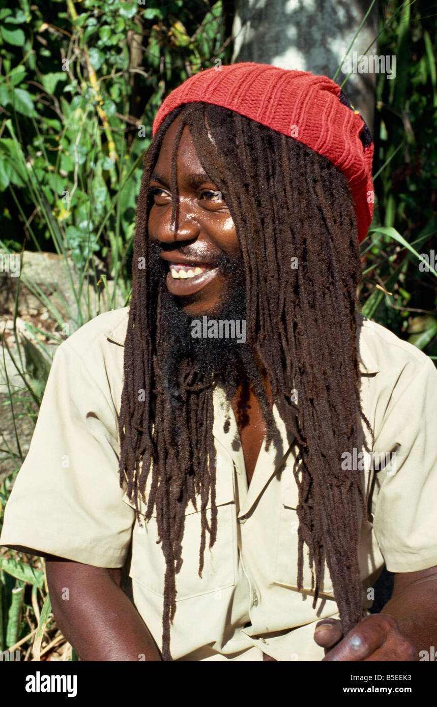 Portrait of a Rastafarian Charlotte Amalie St Thomas Virgin Islands West Indies Caribbean Central America Stock Photo