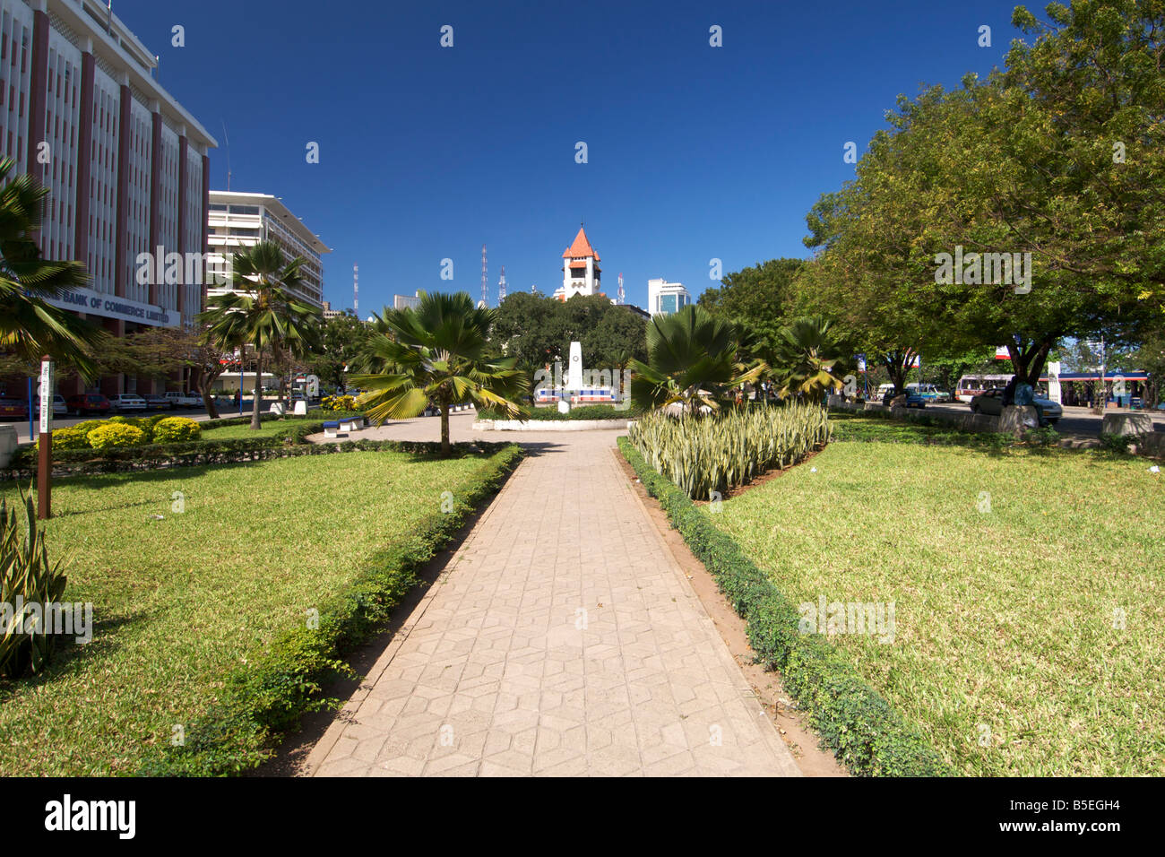Julius Nyerere gardens in Dar Es Salaam, the capital of Tanzania. Stock Photo