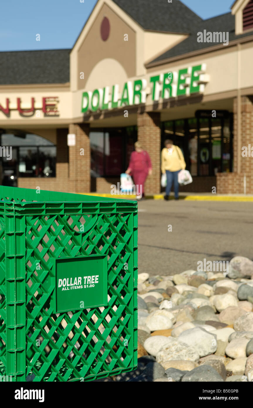 Dollar Tree shopping cart and store in Rochester Michigan USA Stock