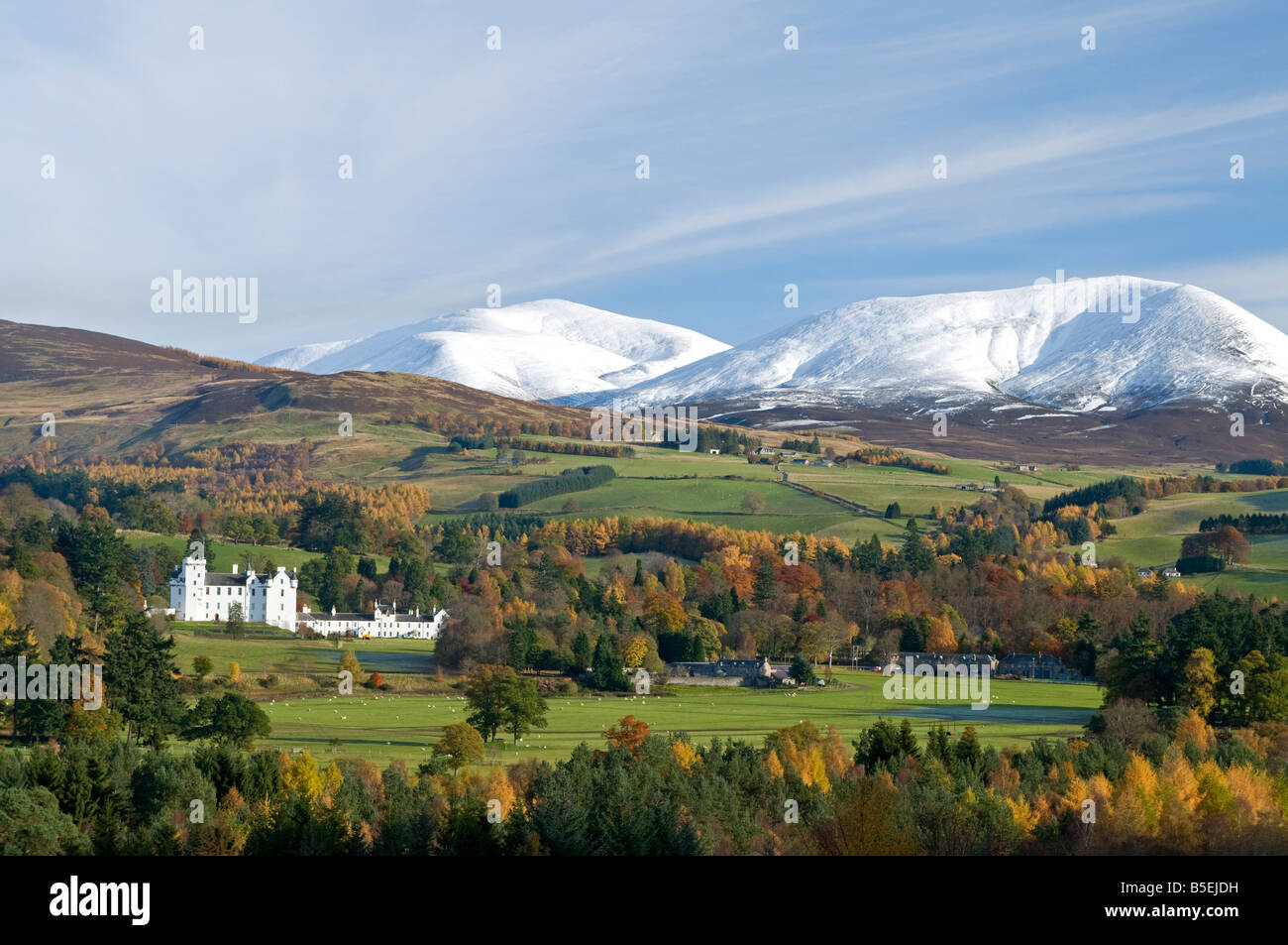 Blair Castle in Glen Garry Perthshire Tayside Region Scotland in Autumn gold SCO 1092 Stock Photo