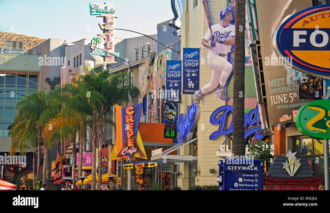 Universal City Walk Hollywood Universal Parks & Resorts LA California Los Angeles CA  shopping venues, pedestrian shopping zone Stock Photo