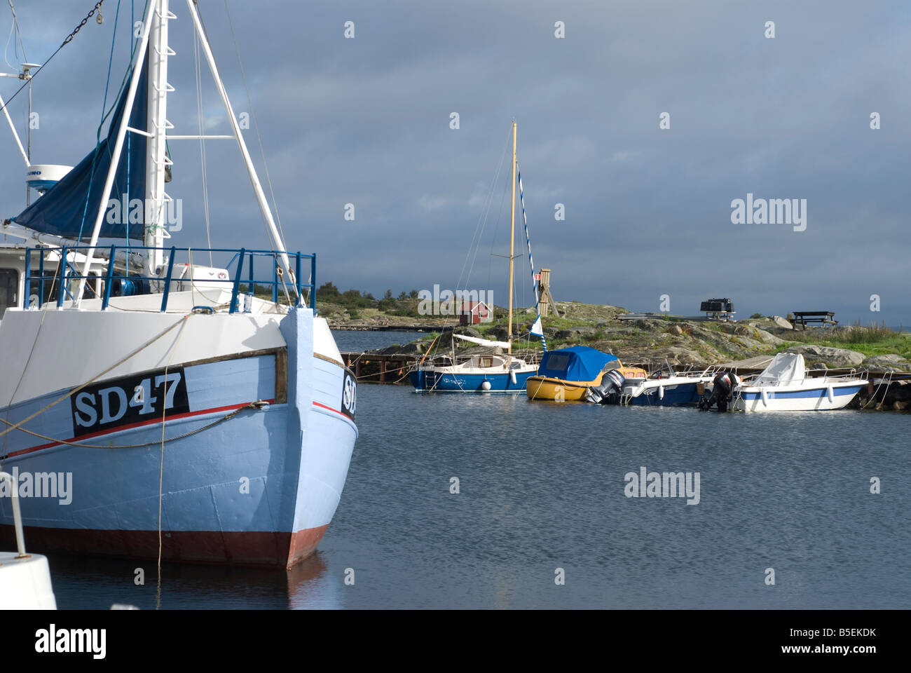 Fishingboat at harbour, Koster, Sweden Stock Photo