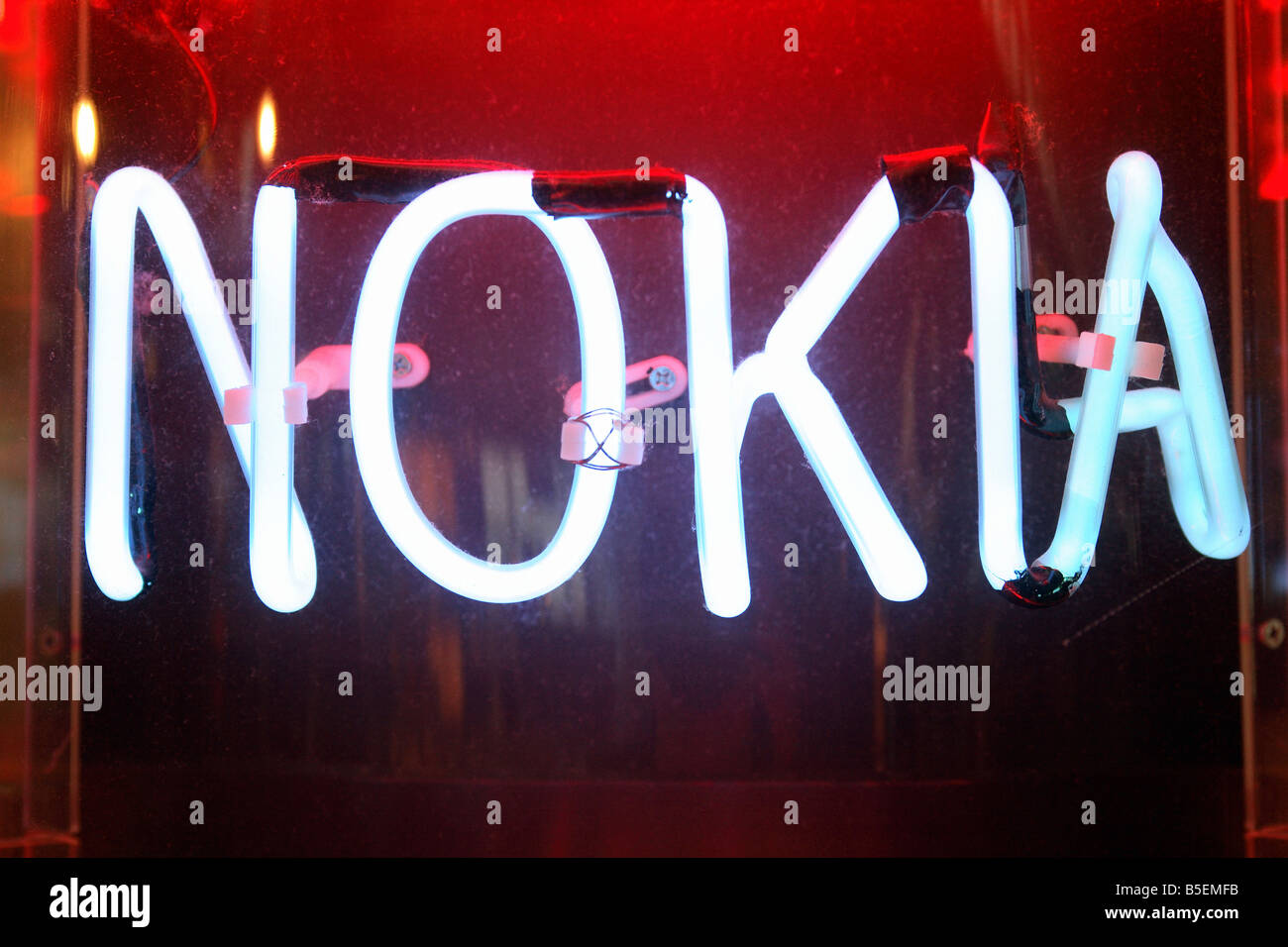 Neon sign of Nokia Stock Photo