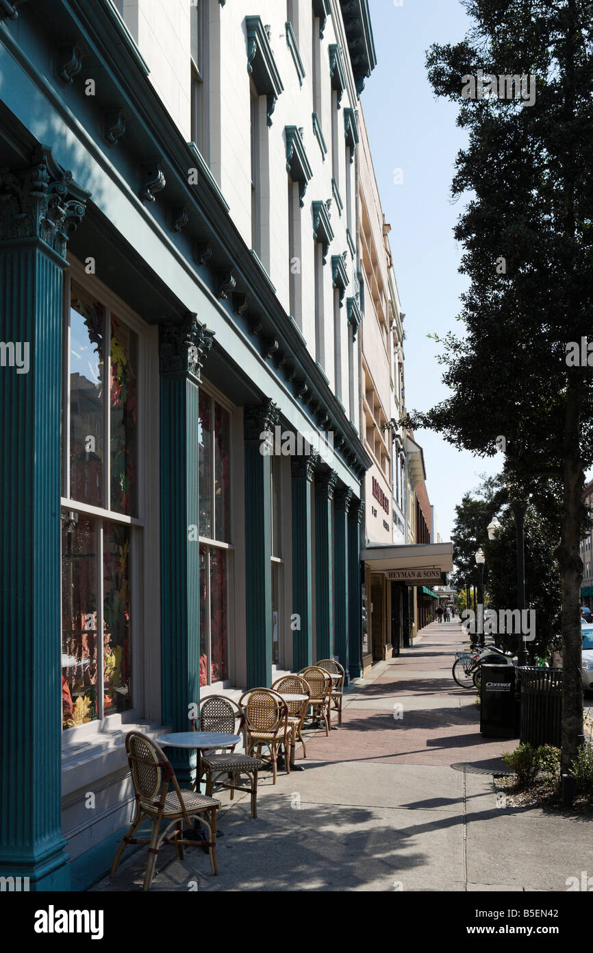 Cafe in Broughton Street (the main street), Historic District, Savannah, USA Stock