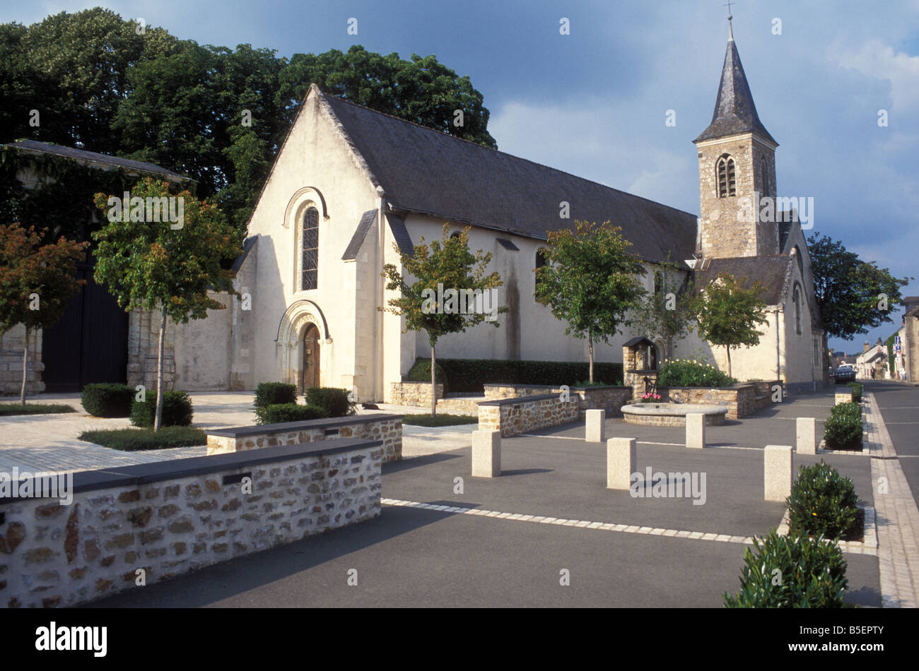 The Abbey Church, St. Peter's Abbey, Place Dom Gueranger, Solesmes, France  Stock Photo
