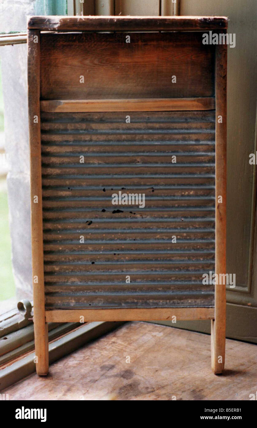 Washboard featured in the interior of the Victorian Tenement House in Glasgow September 2000 Stock Photo