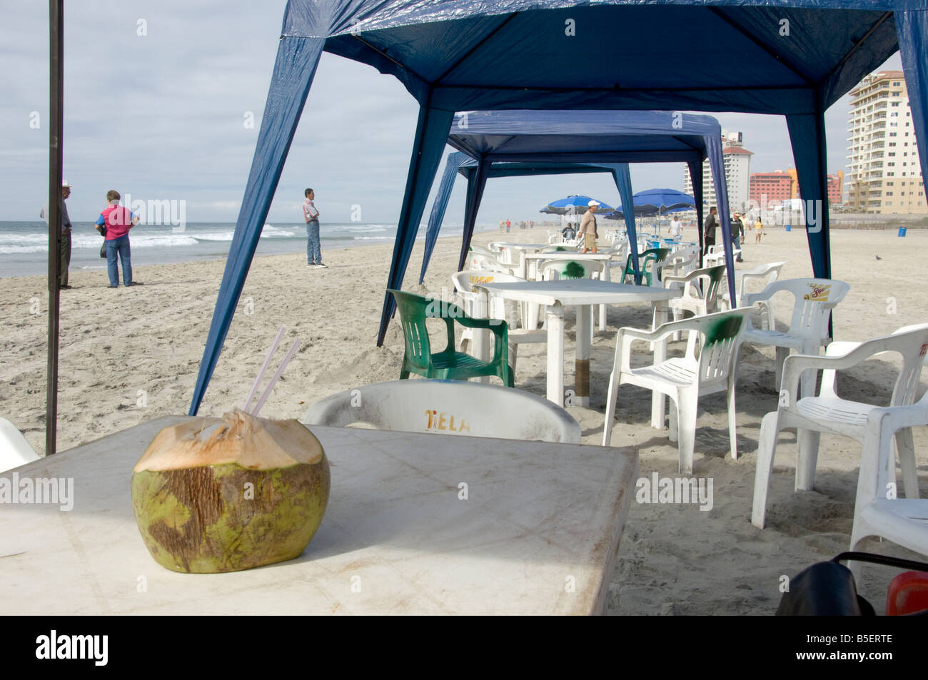 The beach at Rosarito. Empty of tourist because of all the drug related killings. Stock Photo