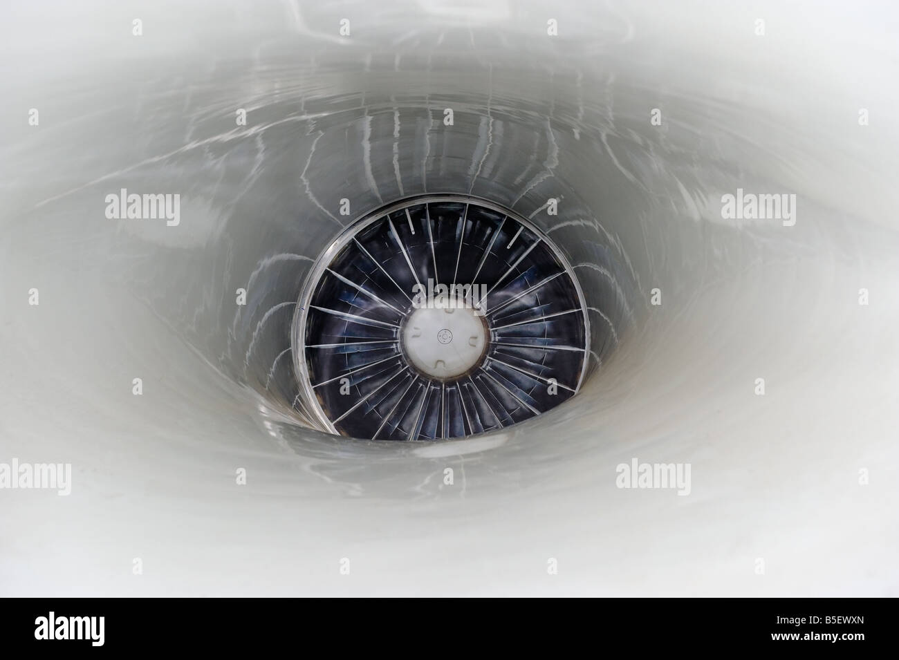 Close up of a F16 jet engine seen from the front end Stock Photo