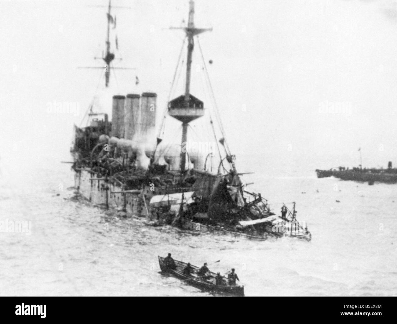 H.M.S Hermes sunk in the Straits of Dover. October 1914.&#13;&#10;OP732-B Stock Photo