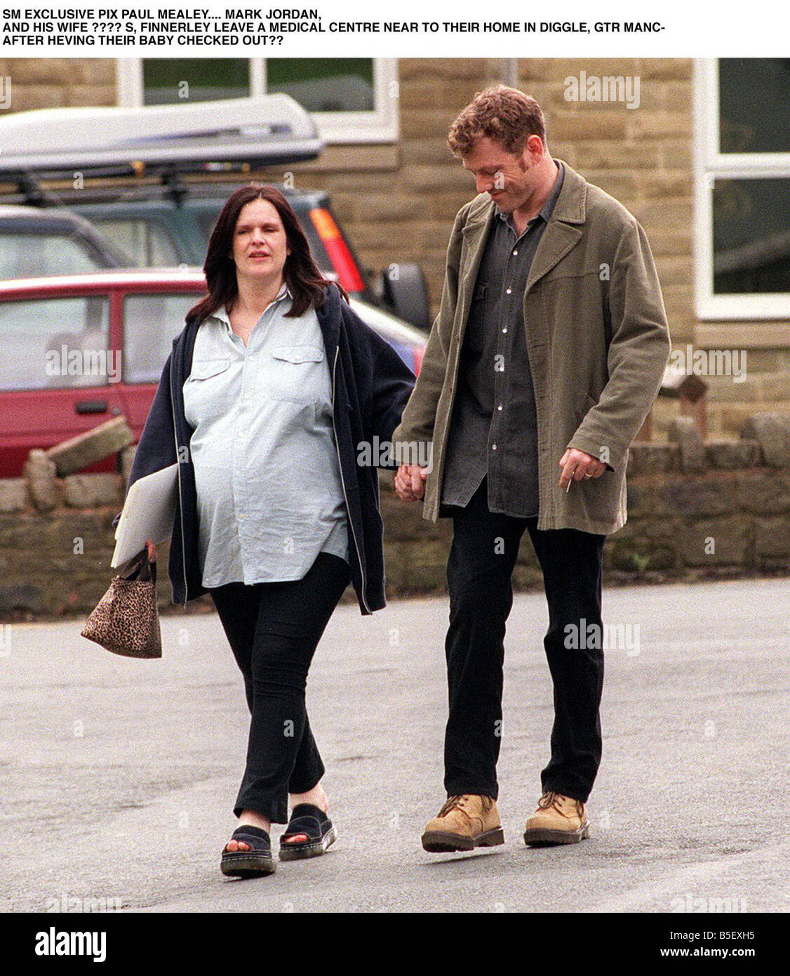 Mark Jordan actor in the TV Prog Heartbeat with his heavily pregnant wife  Siobhan Finneran actress in tv prog Emmerdale Stock Photo - Alamy