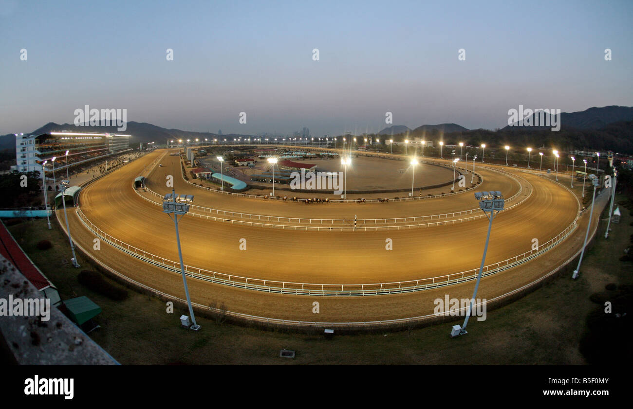 A horse racing track in the evening, Seoul, South Korea Stock Photo