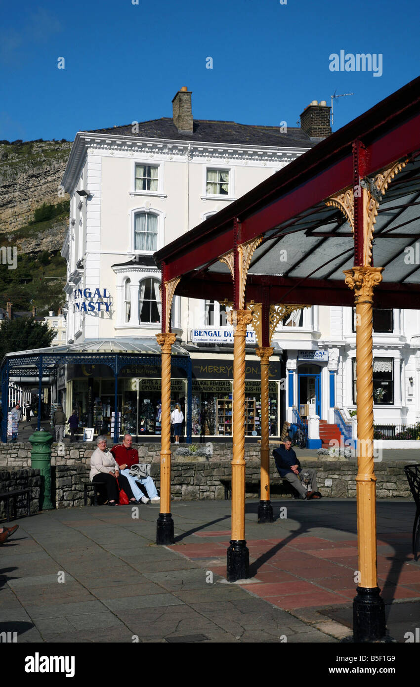 Shops, cafes and restaurants in Llandudno town centre Stock Photo Alamy