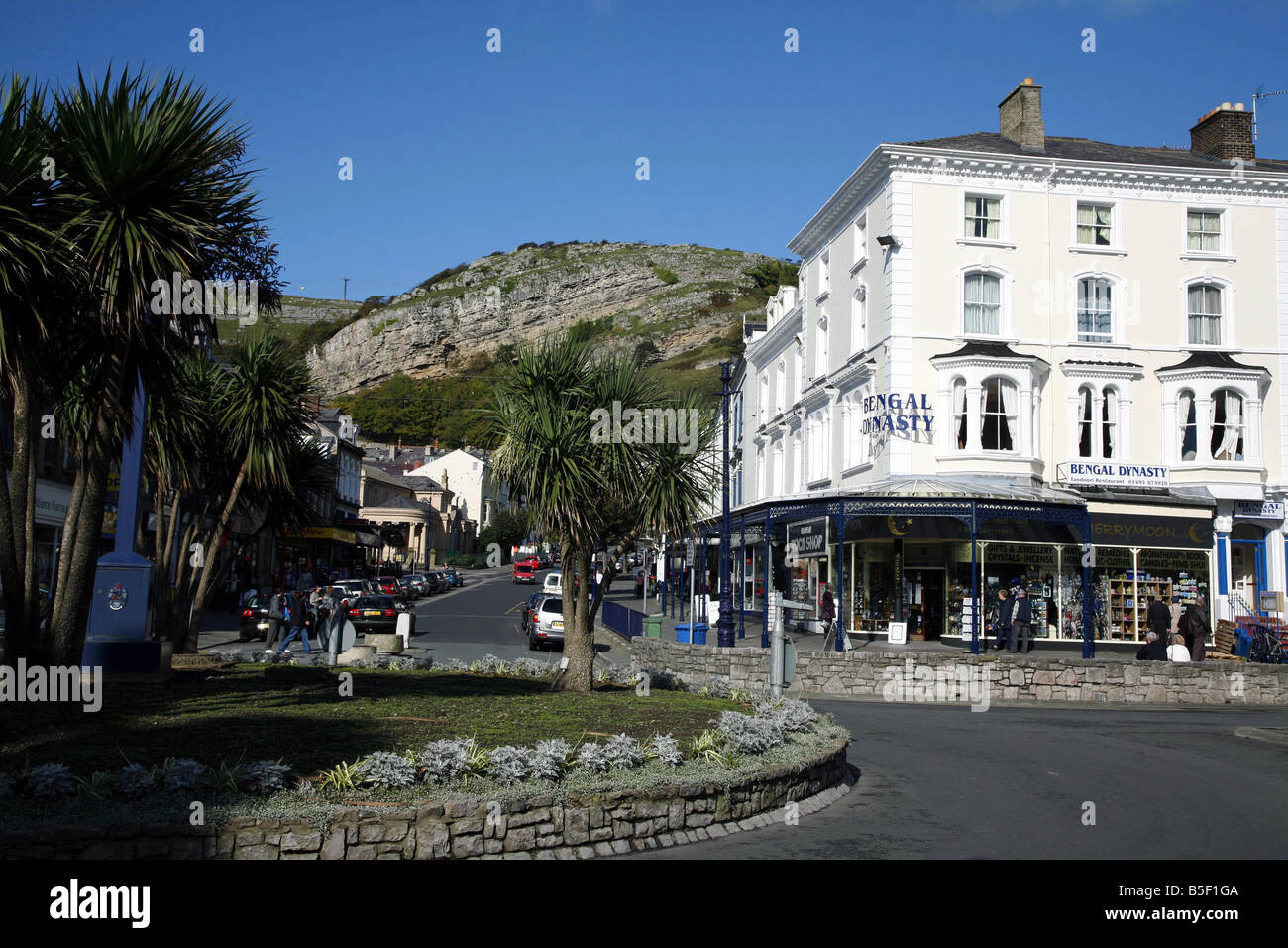 Shops, cafes and restaurants in Llandudno town centre Stock Photo Alamy