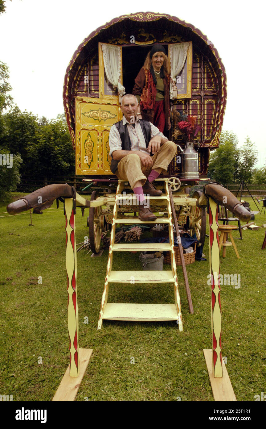 Painted gypsy caravan at Beamish Museum Peter and Joan Smith from the