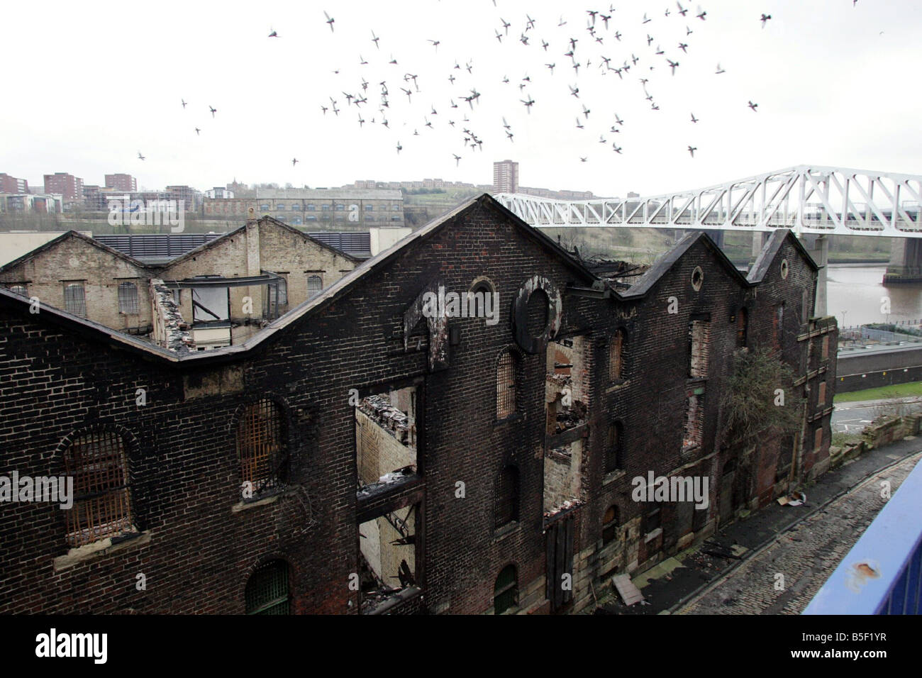 The burnt out shell remains of the bonded warehouse fire on the ...