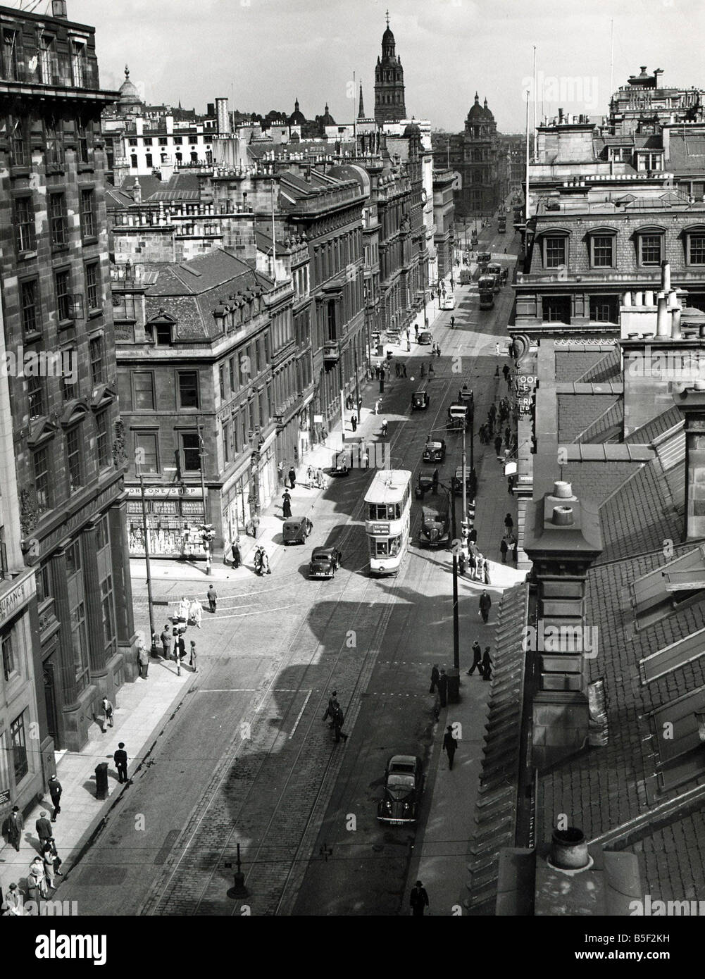 St Vincent Street Glasgow street scene old fashioned lamp posts shop signs Architecture