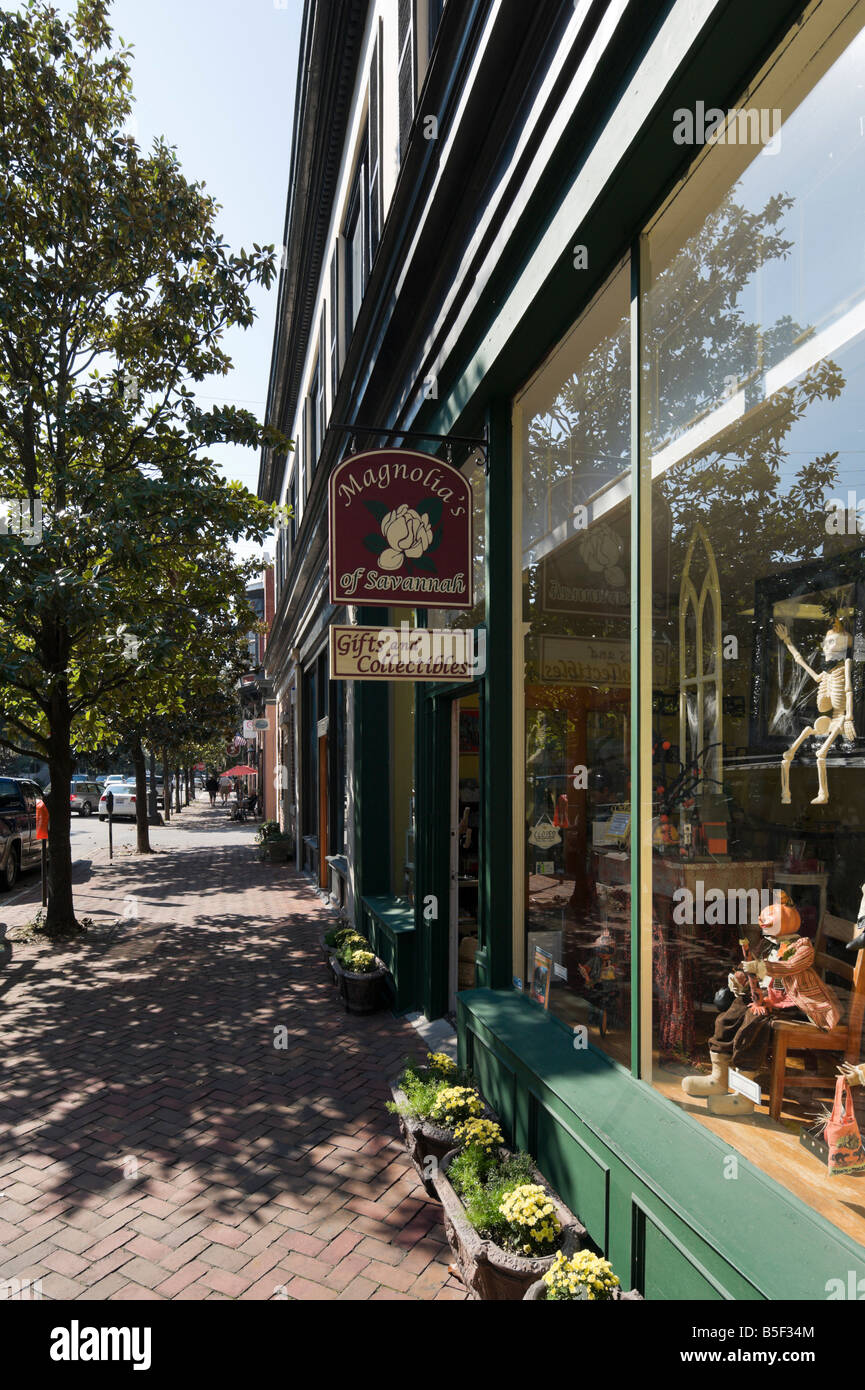 Shops in Bull Street, Historic District, Savannah, USA Stock