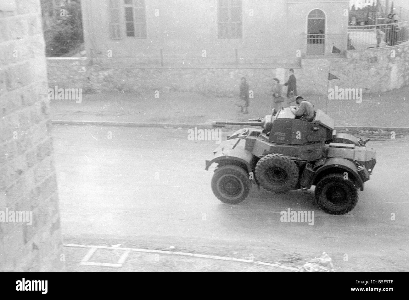 On February 22, 1948, as the conflict over the coming partition of Palestine grew, three car bombs arranged by Arab irregulars exploded on Ben Yehuda Street killing 52 Jewish civilians and leaving 123 injured. Two British deserters were involved in the attack, having been promised pay by Abed al-Kader al-Husseini, who was the commander of the Holy War Army forces in the area. British involvement was claimed because the alleged armored trucks with police insignia had escorted the truck bombs into the area Stock Photo