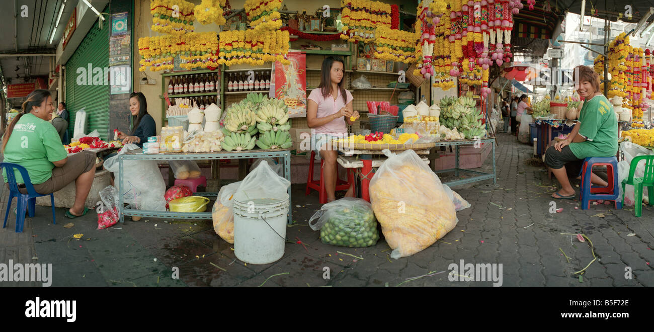 Flower Stall Silom Road Bangkok Thailand Stock Photo