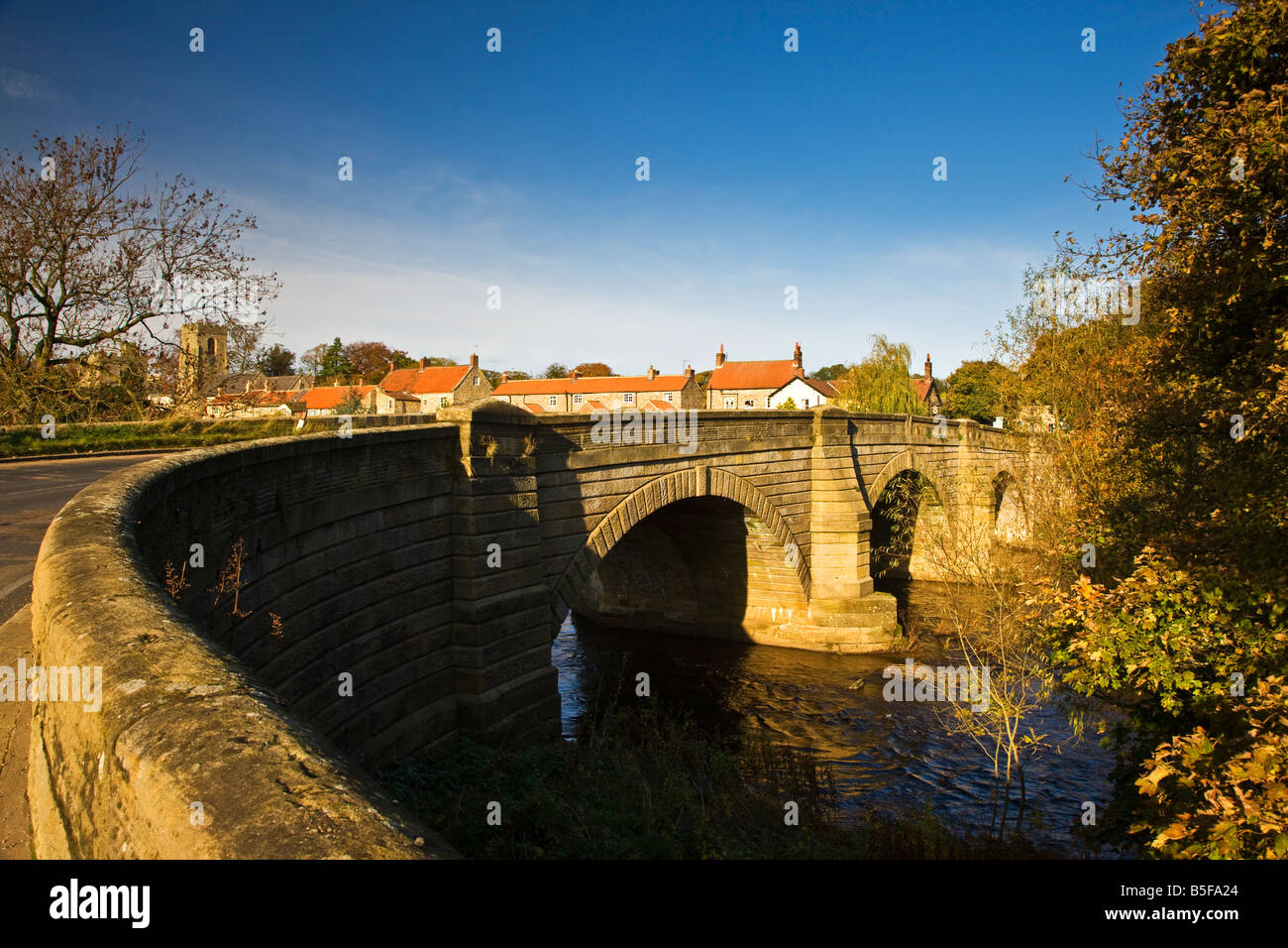 The Bridge over the River Ure at West Tanfield North Yorkshire Stock Photo