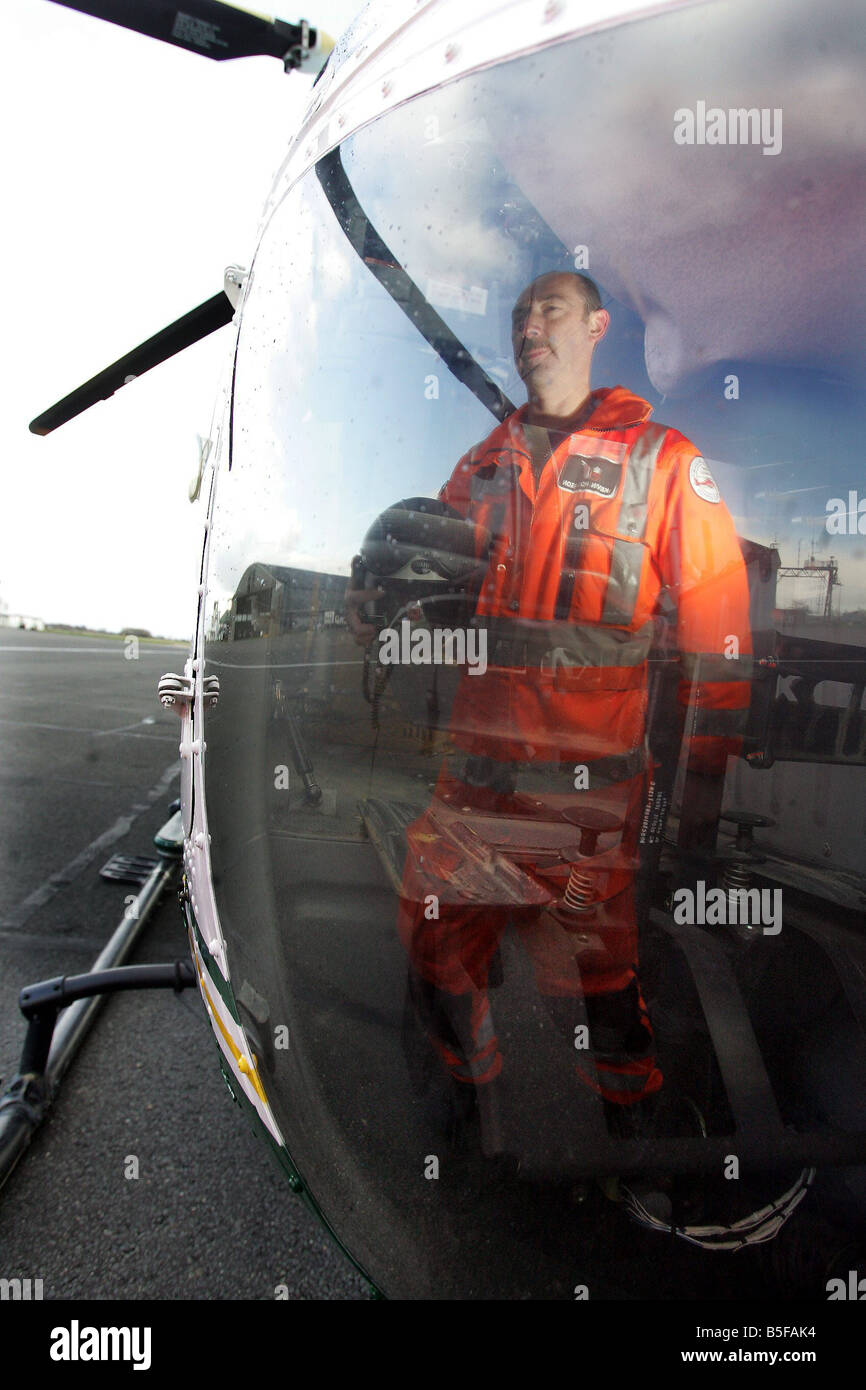 Feature on the Great North Air Ambulance based at Durham Tees Valley International Airport leading paramedic Kevin Hodgson Stock Photo