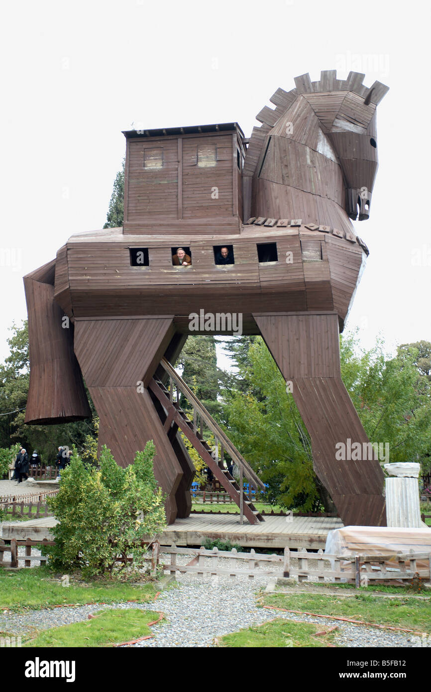 Replica of the Trojan Horse, Troy, Turkey Stock Photo