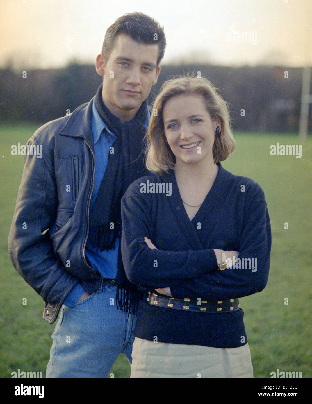 British actor Clive Owen who plays Derek Love aka Stephen Crane in the television drama The Chancer pictured with co star Caroline Langrishe January 1990 Stock Photo
