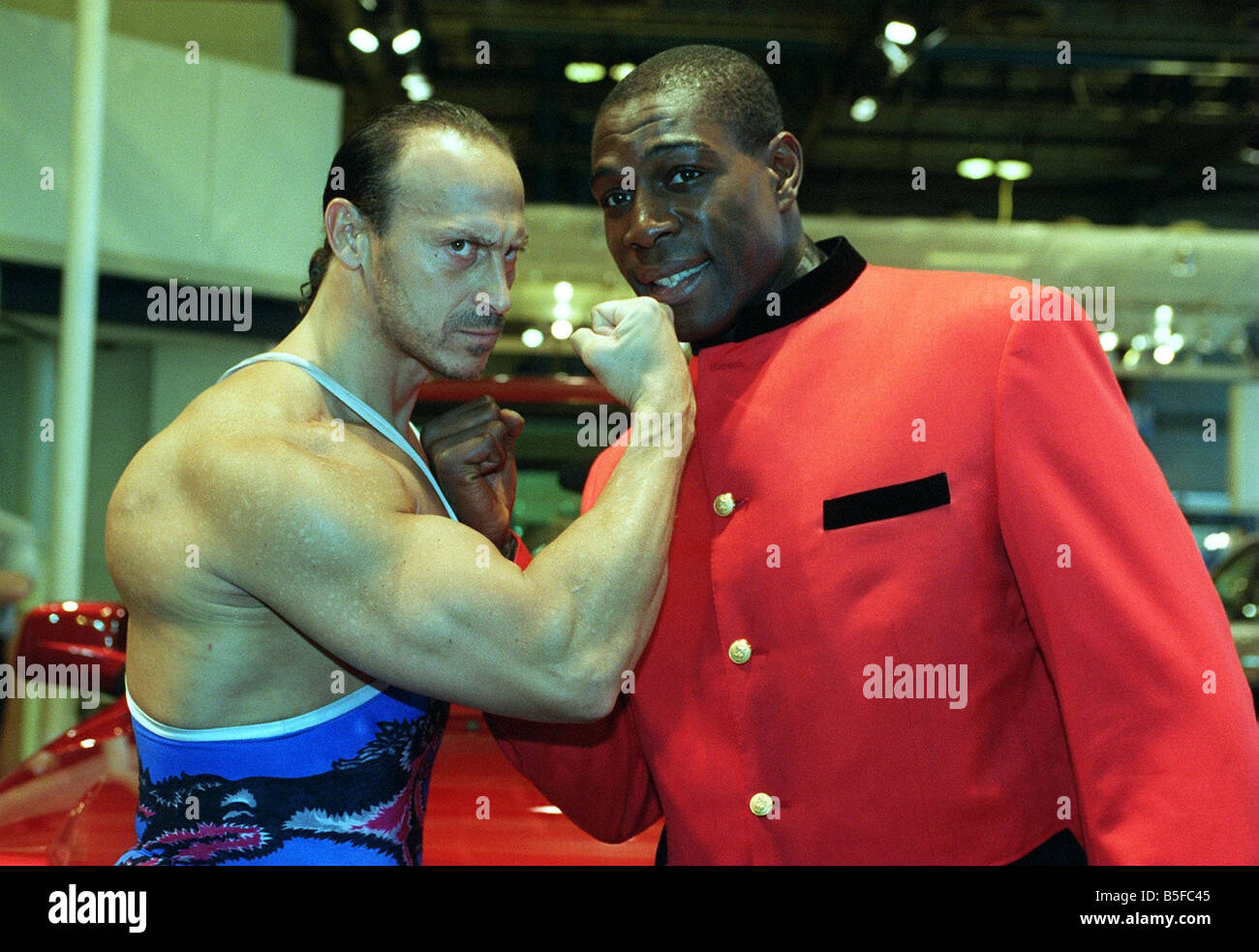 Scottish Motor Show November 1997 Big Frank Bruno with Gladiator Wolf at the Motor Show at the SECC in Glasgow Stock Photo