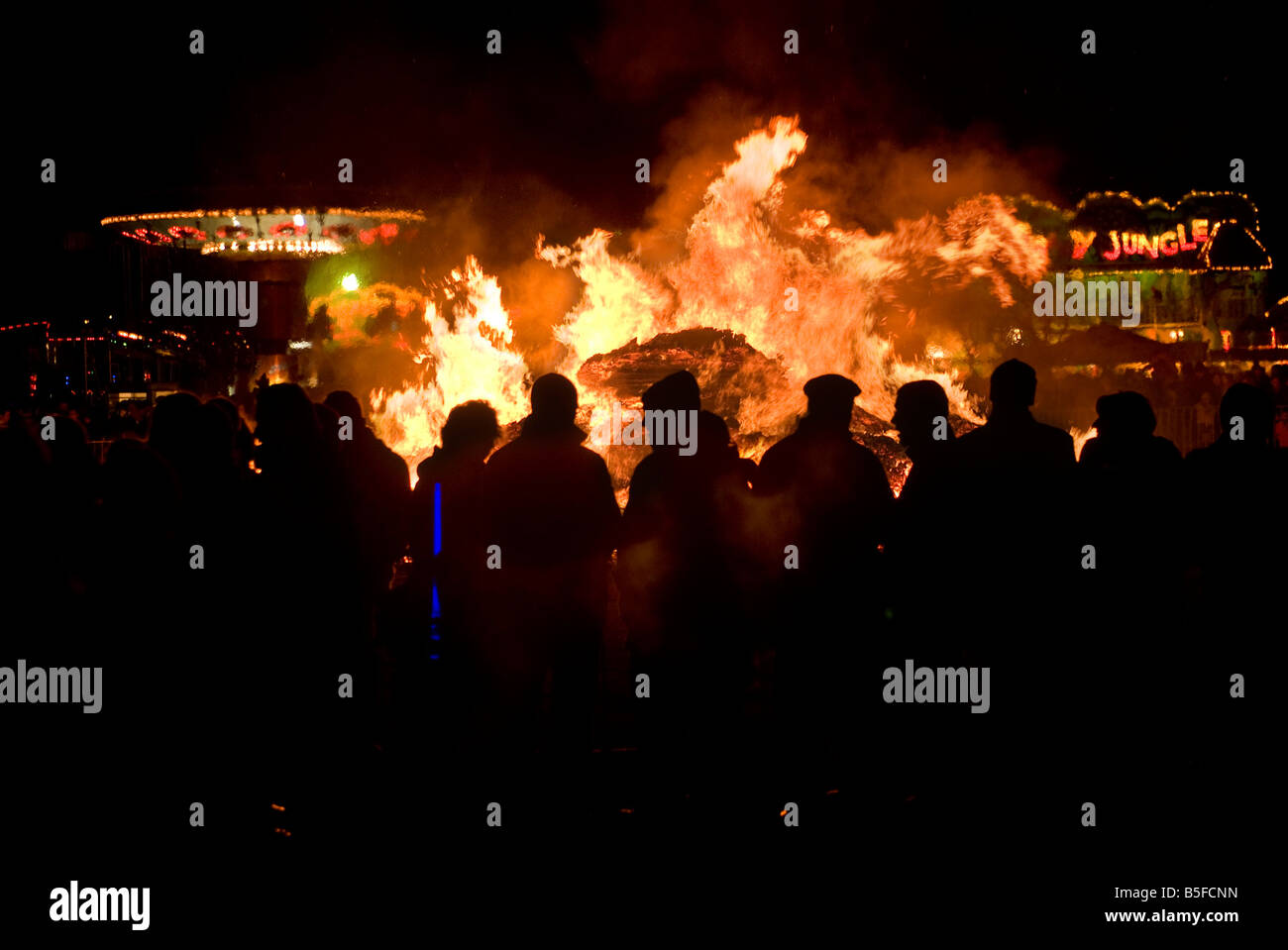 Bonfire Southport Lancs Stock Photo