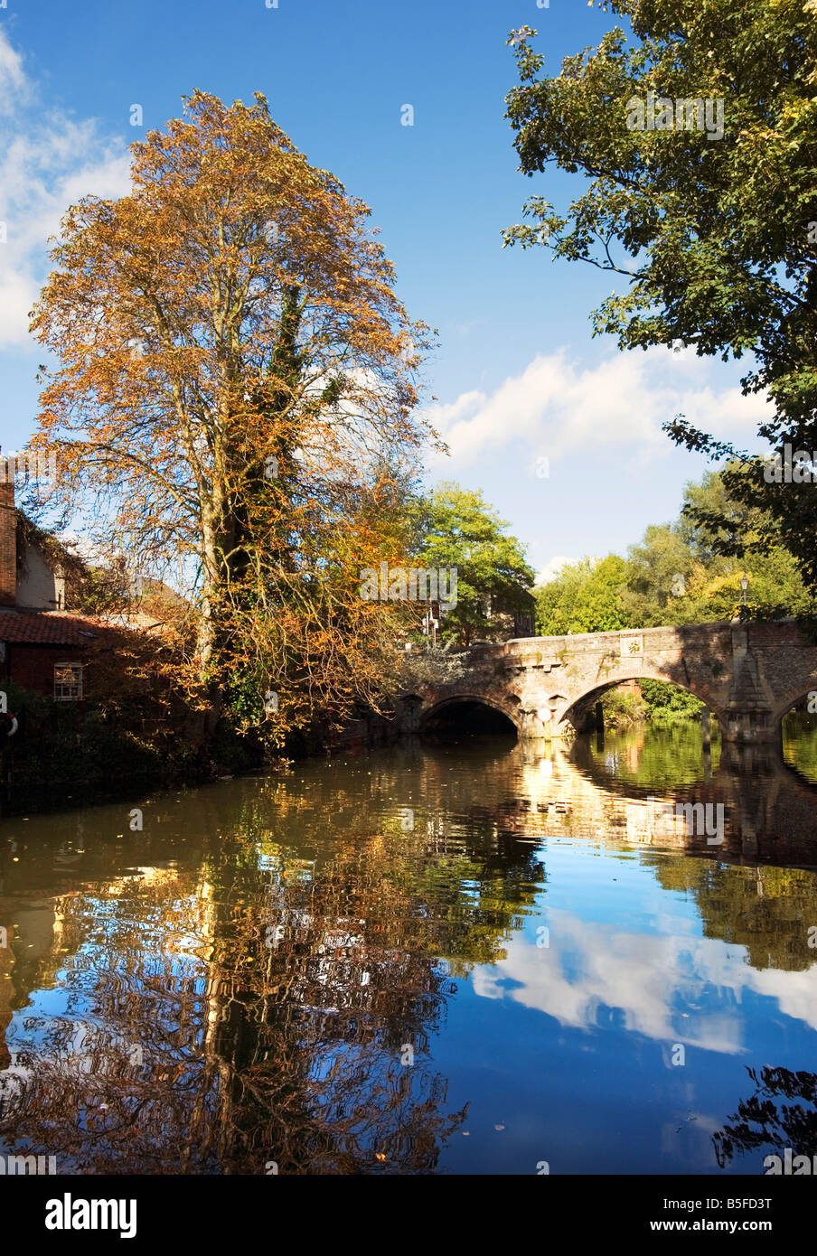 The Bishop's Bridge, River Wensum, Norwich, Norfolk Stock Photo