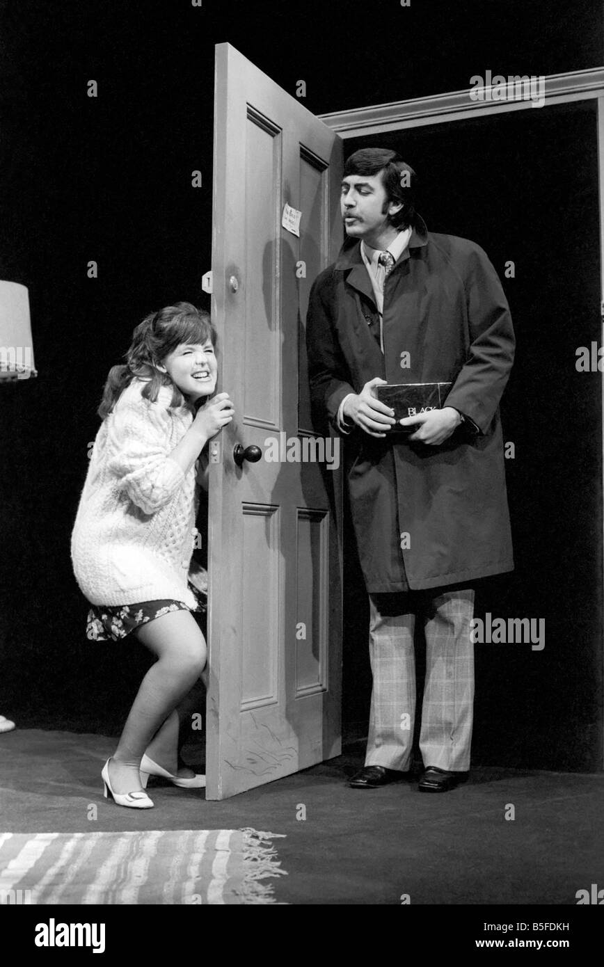 Actor John Alderton and actress wife Pauline Collins seen here on stage. January 1974 S74-0024-004 Stock Photo