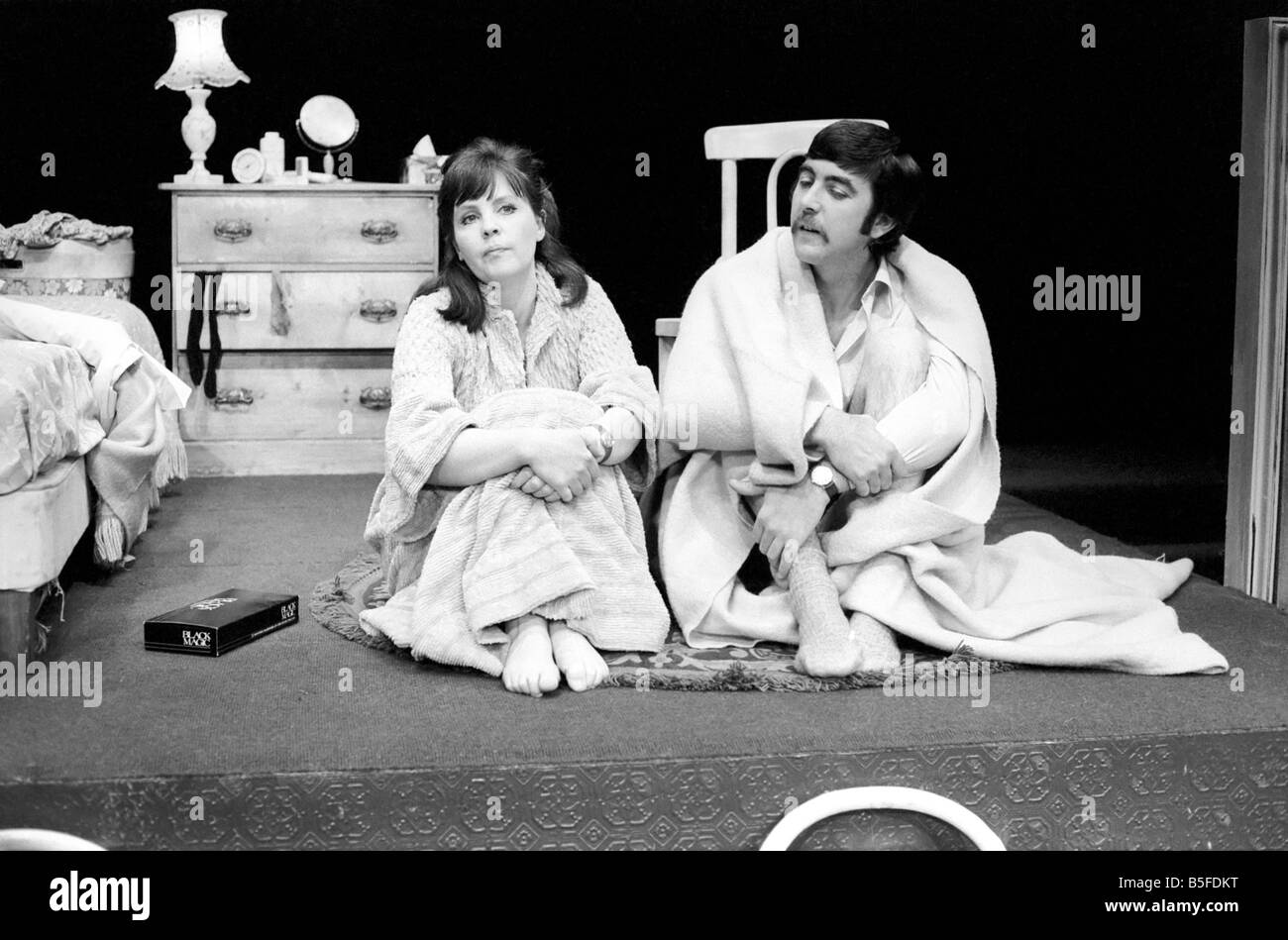 Actor John Alderton and actress wife Pauline Collins seen here on stage. January 1974 S74-0024-007 Stock Photo
