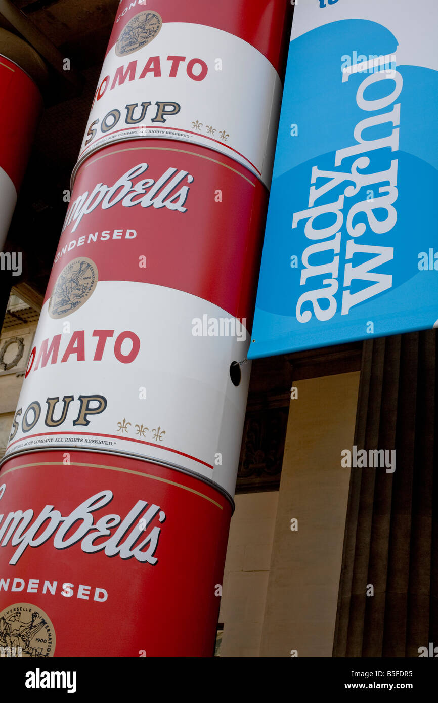 National Museum covered in Campbell s tomato soup cans for Andy Warhol exhibition Edinburgh Scotland UK Stock Photo