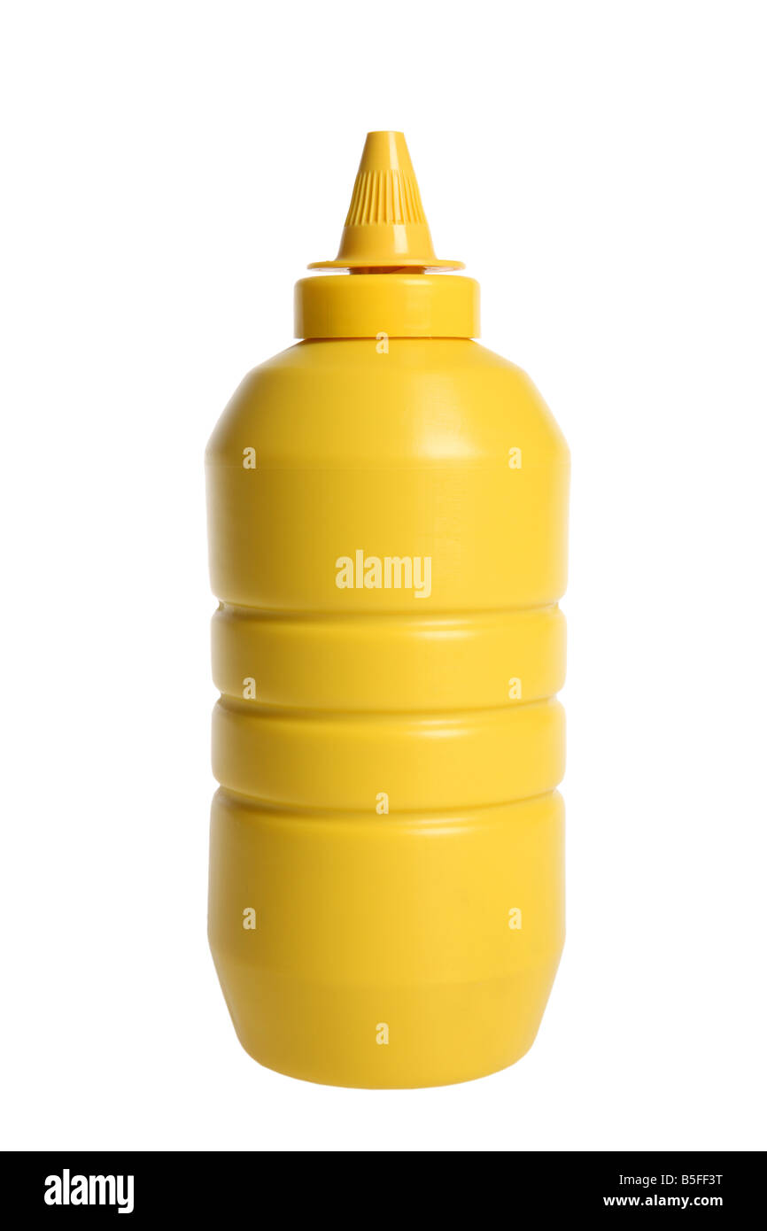 Bottle of mustard cutout on white background Stock Photo Alamy